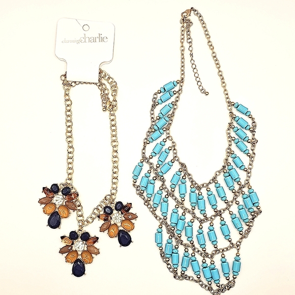 Charming Charlie & Blue Bib Necklace Set - Picture 1 of 6